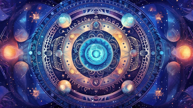 cosmic mandala digital art illustration Generative AI