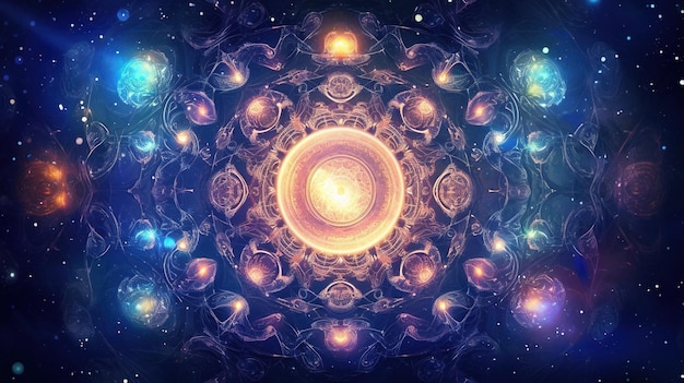 cosmic mandala digital art illustration Generative AI