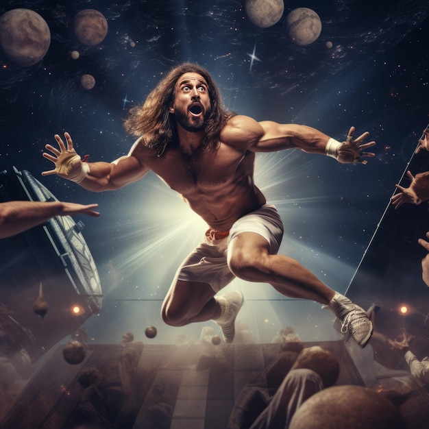 Cosmic Moves Witness CrossFit Jesus Breakdancing in een latent ruimteschip Busting out de Ultimate Pe