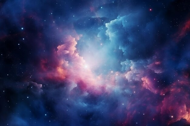 별이 빛나는 밤하늘의 우주 성운 다채로운 은하 구름 Generative AI
