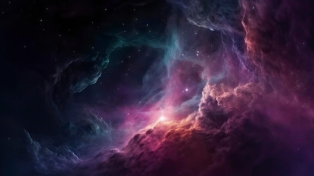 Cosmic Night Sky with Purple and Blue Clouds