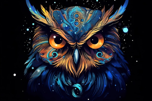 A cosmic owl with its feathers