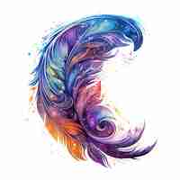 Photo cosmic phoenix feather fantasy sky night gazing watercolor