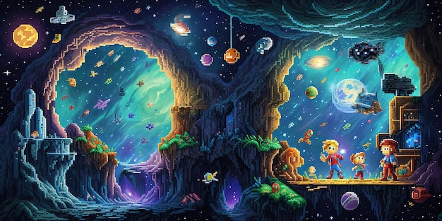 Cosmic Quest Betoverende Pixel Art-avonturen in de Forests of Wonders en Outer Space