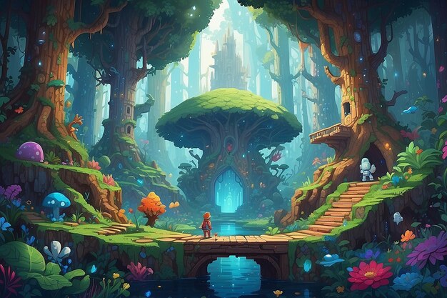 Космический квест очаровательные приключения пиксельного искусства в лесах чудес и космического пространства