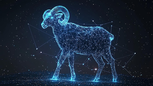 Cosmic ram constellation glowing in digital imagery