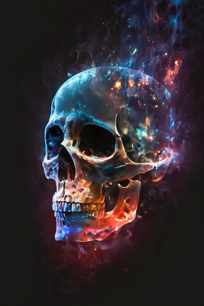 Cosmic Reverie: A Colorful Journey through an Astral-Adorned Skull created with Generative AI technology