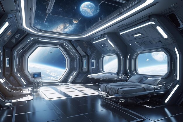 Photo cosmic space station room infuse otherworldly design