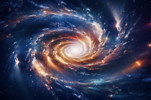 Cosmic spiral Stellar radiance and central brilliance in a galactic whirlpool AI