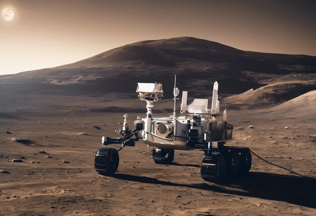 Foto cosmic traverse de lunar rover expeditie