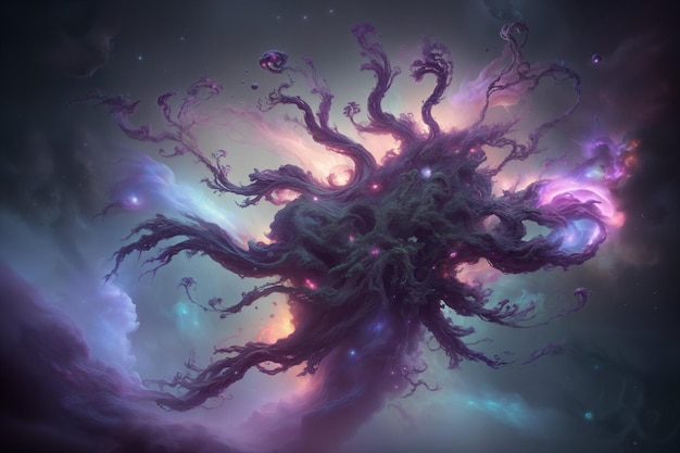 Cosmic tree of creation on cosmic background Generative AI