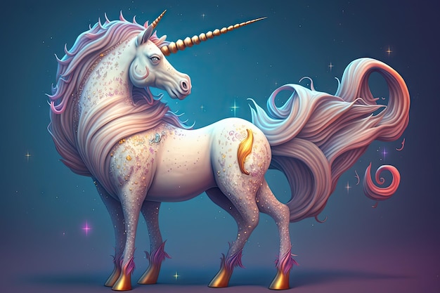 Cosmic unicorn cute cartoon style animated