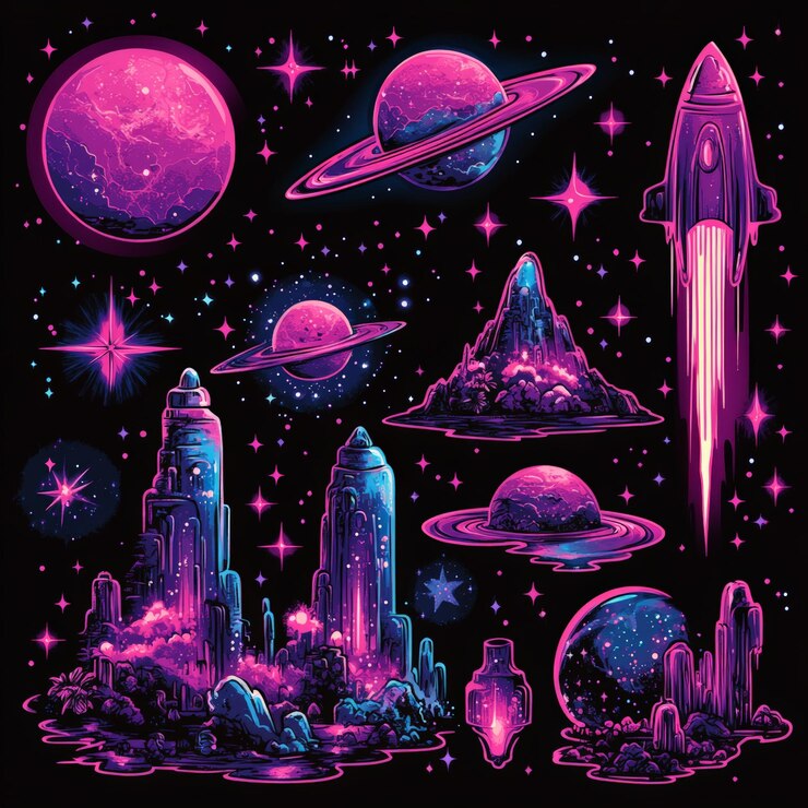 Photo cosmic wonders in vibrant clipart style