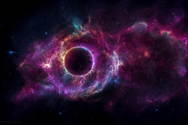 Cosmic Wormhole Portal and Nebula 3D Artwork Purple Stunning Abstract Background