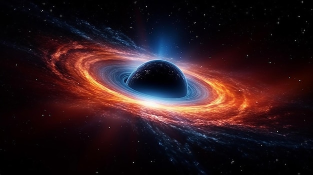 A cosmic wormhole resembling a vortex leading to uncharted and distant realms of the universe