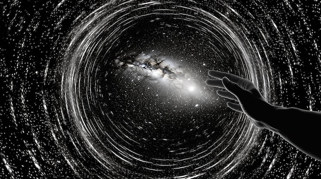 Foto un wormhole cosmico che assomiglia a un vortice che porta a regni sconosciuti e lontani dell'universo