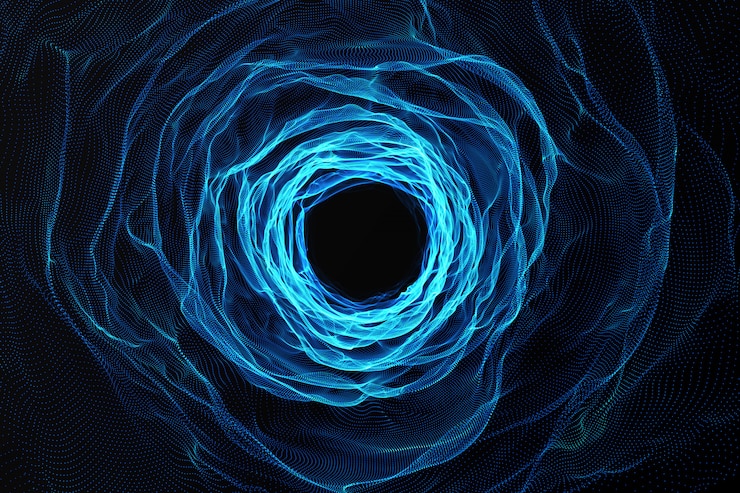 Photo cosmic wormhole, space travel concept, funnel-shaped tunnel that can connect one universe with another. 3d rendering