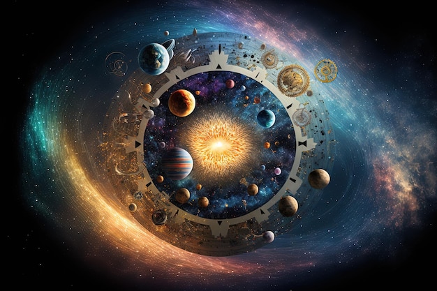 Photo cosmological background science stars planets and galaxies time and space travel