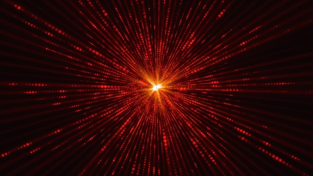 宇宙論的にインスピレーションを得た抽象的な赤いネオン レーザー ライトの背景