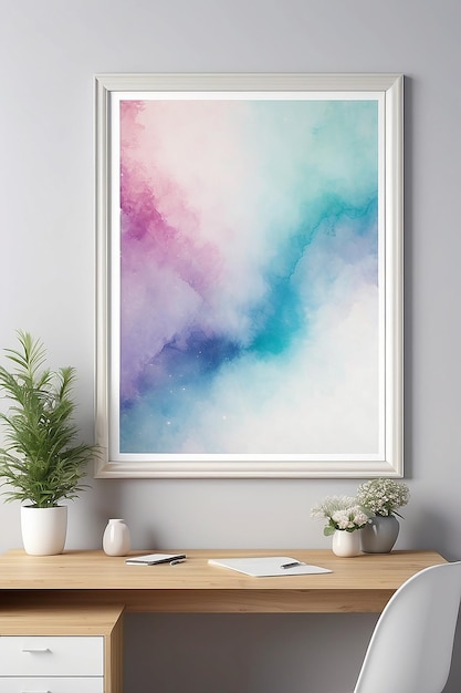 Cosmos Canvas Chromatic blank Frame Mockup with white empty space for placing your design (コスモス・キャンバス・クロマティック・ブランク・フレーム・モックアップ・ホワイト・ホイット・スペース) は,あなたのデザインを配置するためのモックアップです.