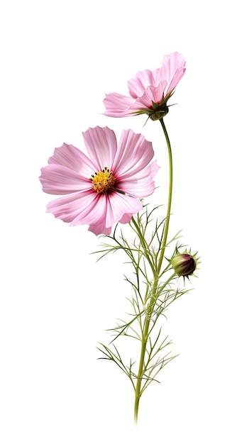 Photo cosmos flower isolated on white background beautiful blooming plant generative ai art
