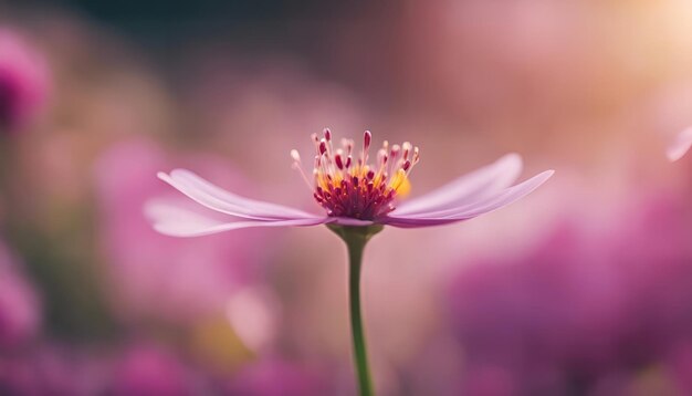 柔らかいフォーカスの庭にコスモスの花 ヴィンテージスタイル