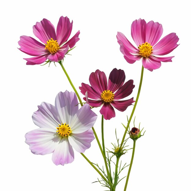 Photo cosmos flowers isolated on white background