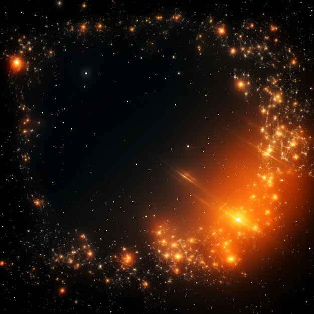 Cosmos Frame Scattered Stars Orange Background Leave Space a Scene Art Decor Beauty Aesthetics