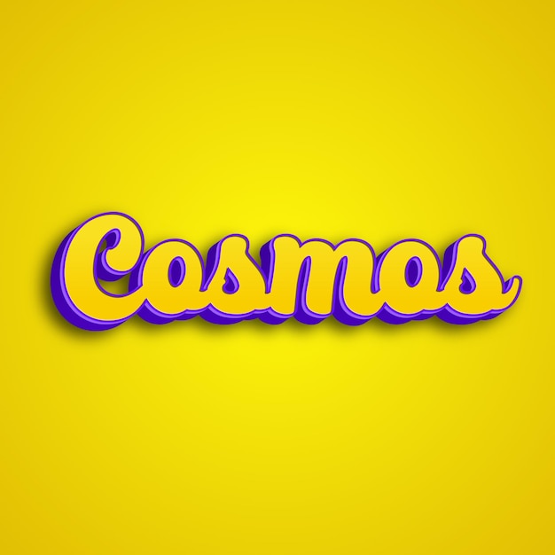 Cosmos typografie 3d ontwerp geel roze witte achtergrond foto jpg