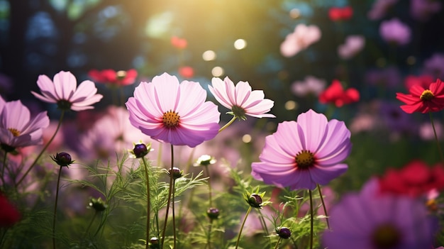 コスモス 素晴らしい花の庭の画像 ジェネレーティブAI