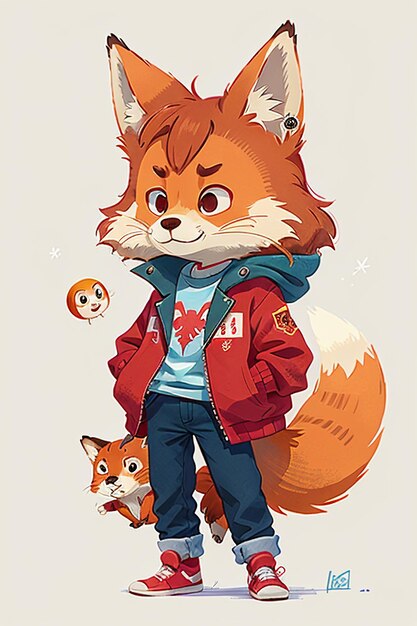 Cosplay fox shaped boy sunshine handsome cartoon anime wallpaper background illustration