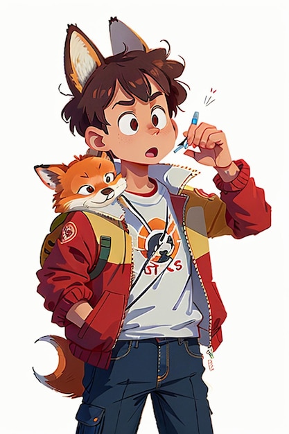 cosplay fox shaped boy sunshine handsome cartoon anime wallpaper background illustration