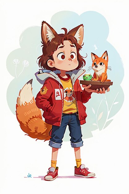 cosplay fox shaped boy sunshine handsome cartoon anime wallpaper background illustration