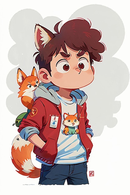 cosplay fox shaped boy sunshine handsome cartoon anime wallpaper background illustration