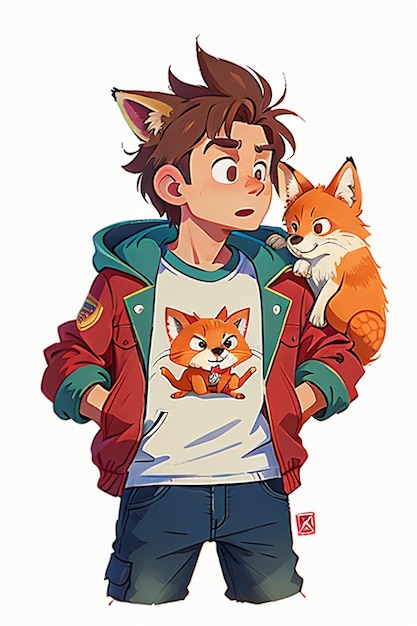 cosplay fox shaped boy sunshine handsome cartoon anime wallpaper background illustration