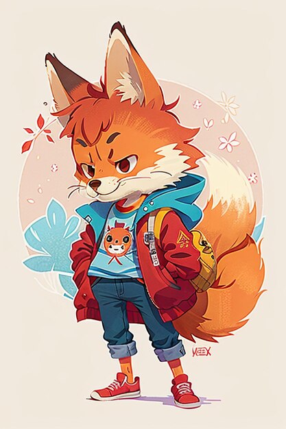 cosplay vosvormige jongen zonneschijn knappe cartoon anime wallpaper achtergrond illustratie