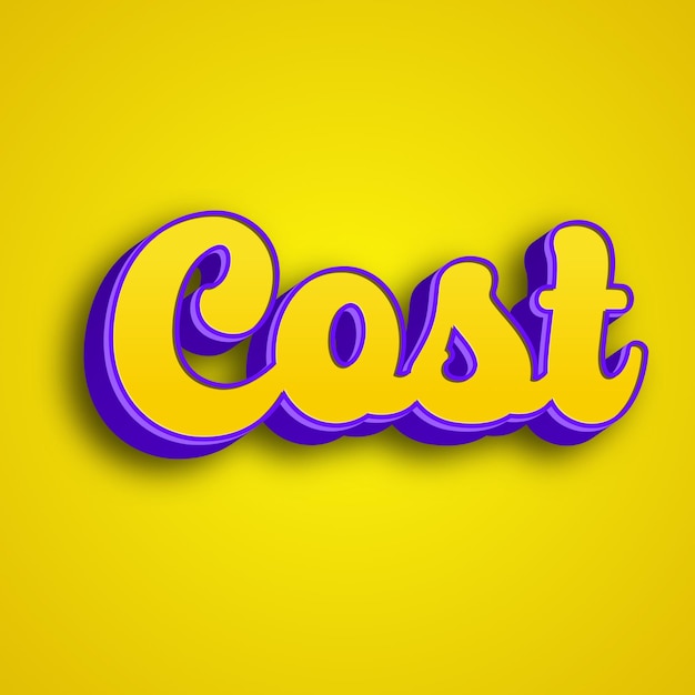 Cost typography 3d design yellow pink white background photo jpg