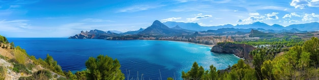 Photo costa blanca landscape panorama panoramic view of altea and the mediterranean coastline