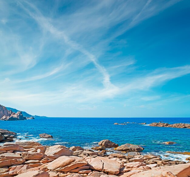 Costa Paradiso rocky shore on a cloudy day