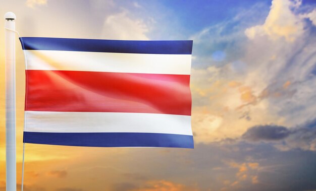 Costa_rica 국가 국기, 고립 된 3d 흔들며 깃발, esign