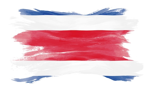 コスタリカの旗のブラシストローク、白い背景の上の国旗