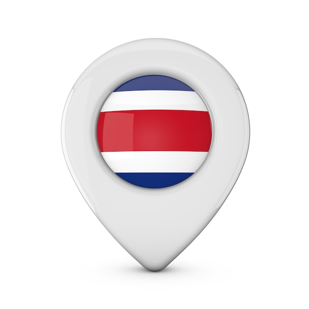 Costa Rica flag location marker icon 3D Rendering