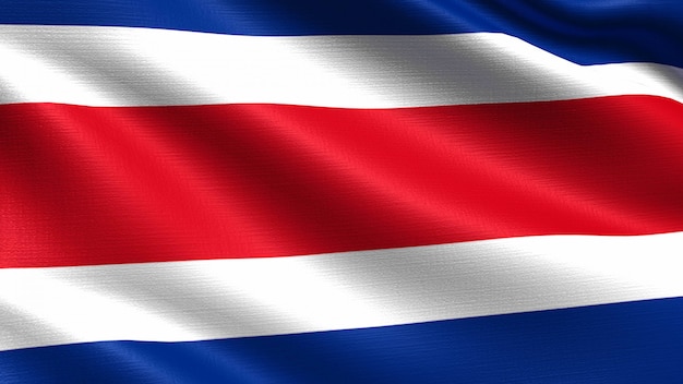 Costa Rica flag, with waving fabric texture