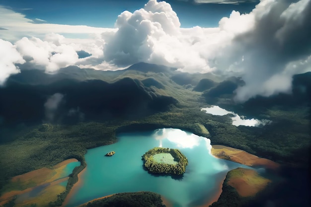 Costa Rica landschap met bergen en wolken Generatieve AI Art Prachtig uitzicht