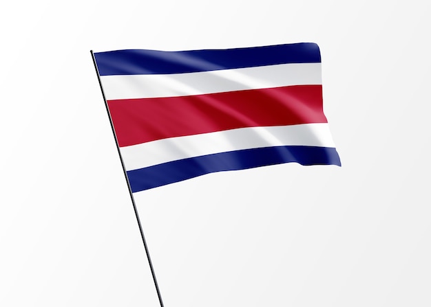 Costa Rica-vlag die hoog op de geïsoleerde achtergrond vliegt. Onafhankelijkheidsdag Costa Rica