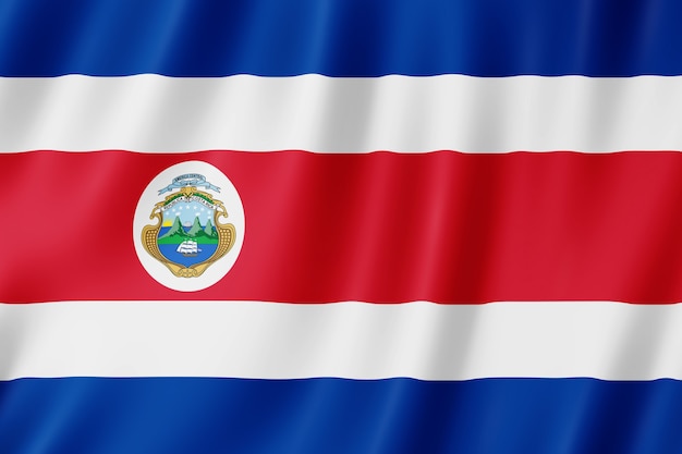 Foto costa rica vlag zwaaien in de wind.