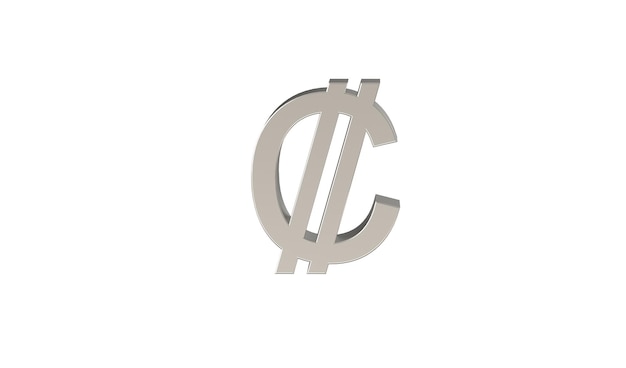 Символ валюты Коста-Рики Colon CRC Коста-Рики в металлическом серебре