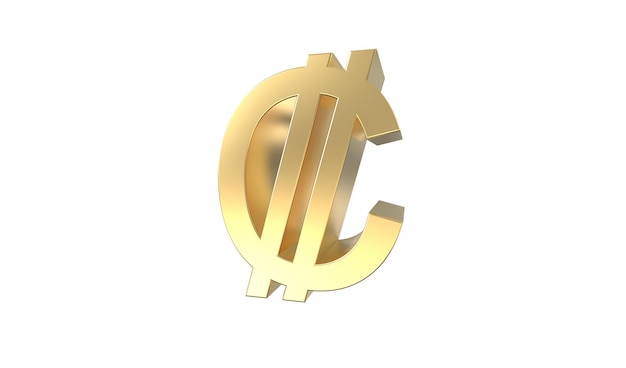 Costa Rican Colon Currency symbol of Costa Rica in golden 3d