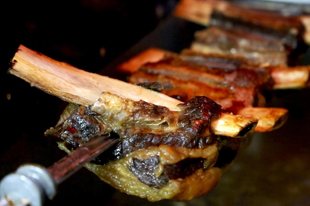 Costela Beef rib on a spit at a steakhouse