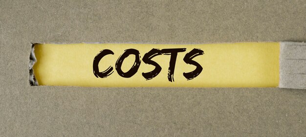 Costs word, inscription. Concept of business and money.